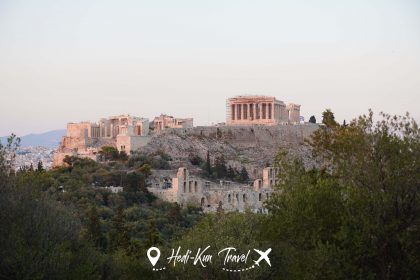 acropole d'Athènes coucher de soleil
