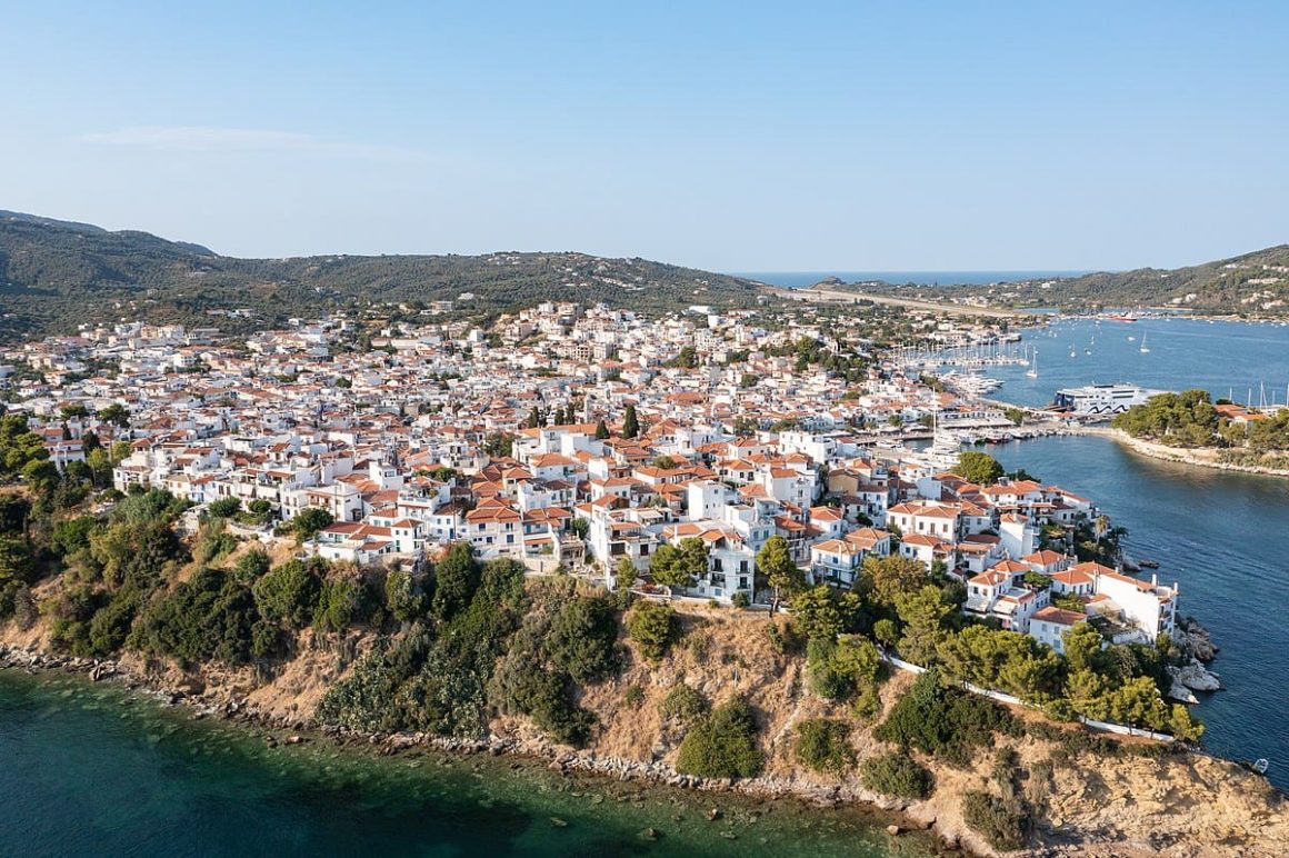 Vue aérienne de Skiathos, Grèce
