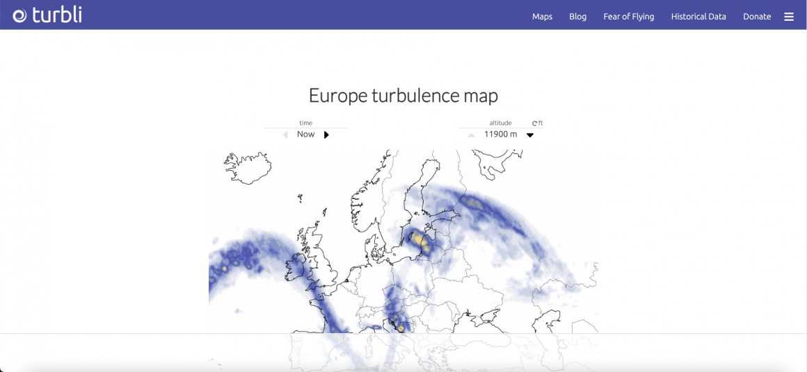 Carte interactive des turbulences en avion - Turbli
