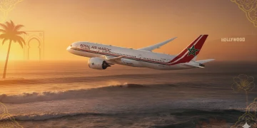 Avion Royal Air Maroc reliant Casablanca à Los Angeles au-dessus de l’Atlantique, nouvelle ligne directe inaugurée en Afrique