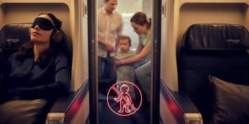 Intérieur d’un train SNCF avec sièges confortables illustrant la nouvelle classe Optimum sans espace enfants