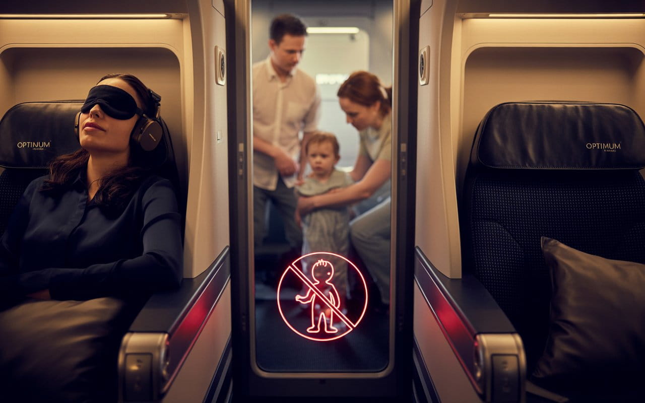 Intérieur d’un train SNCF avec sièges confortables illustrant la nouvelle classe Optimum sans espace enfants